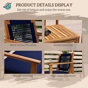 Set 4 mobili da giardino in legno di Acacia blu con cuscini e tavolino a doghe per cortile - Product Image 6