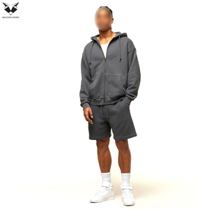 Vêtements décontractés de bonne qualité, disponible en différentes couleurs, nouveau produit haut de gamme, sweat à capuche zippé pour homme avec ensemble court. - Product Image 2