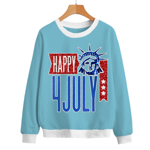 Sudadera Casual Oversize de Cuello Redondo para Mujer, Bordada a Medida con Lentejuelas y Diseño de 4 de Julio, Hecha a Mano, 2 Colores, Venta al por Mayor - Product Image 1