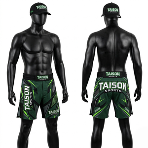 Premium 180 GSM Polyester Spandex MMA <b>Shorts</b> Blue Black Contrast Panel Fight <b>Shorts</b> Custom Sublimation Logo Training Wear - Product Image 4