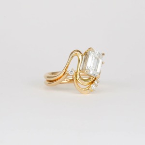 Anillo de compromiso y boda para mujer, moderno, de oro macizo de 14 quilates, con diamante cultivado en laboratorio certificado por IGI, corte brillante redondo - Product Image 2