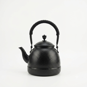 Bouilloire à thé en acier inoxydable avec couvercle, poignée en métal, design minimaliste, forme ronde, pour la cuisine, théière artisanale en solde - Product Image 5