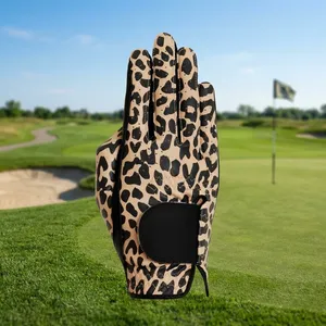 Gant de golf à imprimé léopard en cuir véritable, à doigts entiers, pour main droite, unisexe, avec fermeture auto-agrippante, gant de sport - Product Image 6