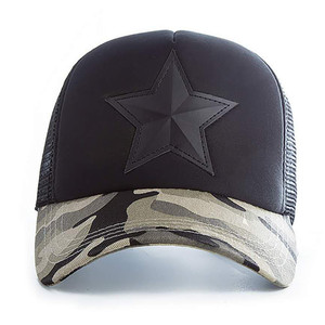 Black <b>Camo</b> Star Mesh Baseball <b>Cap</b> 7 Panel Snapback 3D Embroidery Hip Hop Button Custom Size Four Seasons Sports Outdoor - Product Image 1