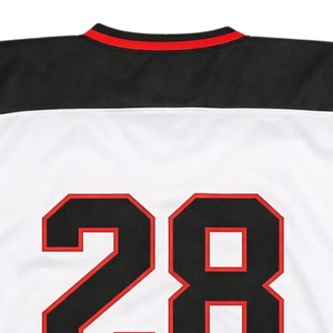 Maillot de hockey sur glace personnalisé blanc, noir et rouge, sublimation, uniforme de hockey professionnel, respirant, séchage rapide, évacuation de l'humidité - Product Image 6