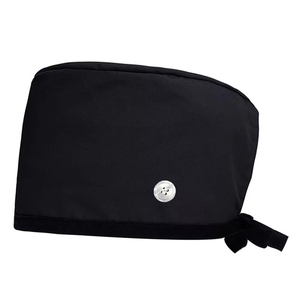 Gorros de enfermera al por mayor para mujer, de pelo largo, con botones, bordado personalizado, logo impreso, patrón liso, gorros para cola de caballo, forro de satén - Product Image 1