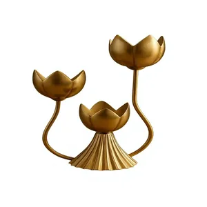 Porte-bougie en laiton de luxe, motif oiseau sur branche d'arbre, finition dorée, décoratif, pour décoration intérieure, église, table de fête - Product Image 3