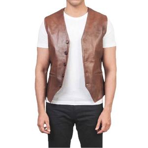 Chaleco de Cuero Marrón para Hombre, Chaqueta Clásica sin Mangas, Prenda Exterior Elegante, Perfecta para Uso Casual y Aventuras al Aire Libre - Product Image 2