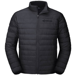 Daizen Star Men's Black Puffer Jacket Stand Collar Zipper Closure Windproof Winter Casual Solid Color Front Logo Regular Fit - Product Image 1