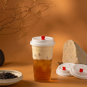 KEIFU Tapas de Plástico PP de 90mm Blancas/Transparentes Antiderrame con Apertura Fácil y Tapón de Corazón para Vasos de Café y Botellas de Té de Burbujas - Product Image 2