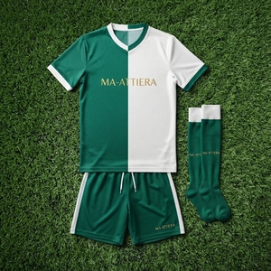 Custom Green <b>White</b> Soccer Jersey Shorts <b>Socks</b> Set Football Teamwear Sports Uniform Wholesale OEM Manufacturer Supplier Custom - Product Image 6
