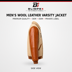 Chaqueta Varsity de Invierno para Hombre, de Alta Calidad, Personalizable, con Cuello Alto, Mezcla de Lana Clásica, Bordada, con Cierre de Cremallera, Botones y Logotipo Impreso - Product Image 3