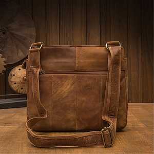 Sac à bandoulière pour ordinateur portable en cuir véritable, durable, écologique, rétro, pour usage quotidien, 15,6 pouces, LLB-0333 - Product Image 3