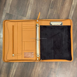 A4 Office Business Supplies Hand <b>Tooled</b> <b>Leather</b> Custom logo Document Ring Binder File Folder Genuine Cowhide <b>Leather</b> Padfolio - Product Image 6