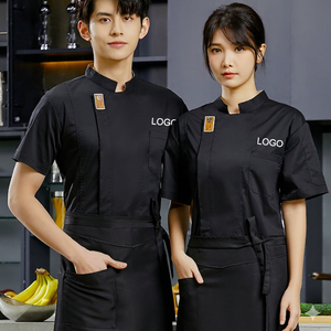 Uniformes de camarero para bar y club, chaquetas de chef de poliéster, camisa de trabajo de manga corta con bolsillo, chaqueta para hombre, uniforme de gerente de restaurante - Product Image 2