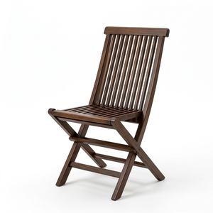 Solid Teak Wood <b>Folding</b> Accent <b>Chair</b> Slatted Wooden Reclining Living Room <b>Lounge</b> <b>Chair</b> Portable Armless <b>Chair</b> Furniture Item - Product Image 1