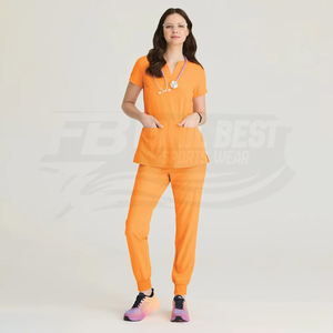 Blouse d'hôpital pour femmes, manches longues, tricotée en coton et polyester, design personnalisé - Product Image 3