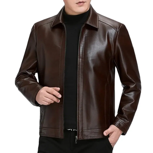 Blousons en cuir pour moto au design personnalisé, zippés, simples, décontractés pour l'extérieur, coupe-vent d'hiver, vestes en cuir tendance - Product Image 2