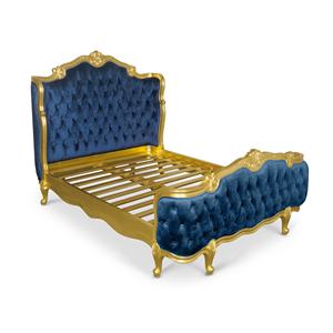 Cadres de lit bleus de style français en bois d'acajou - Product Image 1