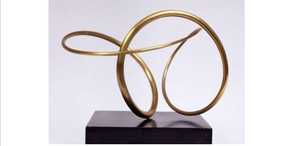 Handcrafted Metal Looped Ribbon Abstract Sculpture Tabletop <b>Art</b> <b>Object</b> Modern Luxury Home Decor Living Room Centerpiece Accent - Product Image 2