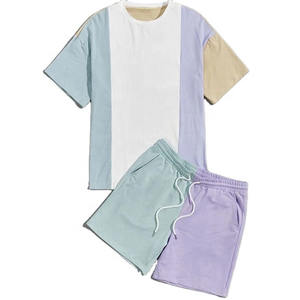 Conjuntos Casuales para Hombre al por Mayor, Camiseta de Manga Corta y Pantalones Cortos, Ropa de Marca para Hombre, Conjunto de 2 Piezas para Verano, 100% Algodón - Product Image 1