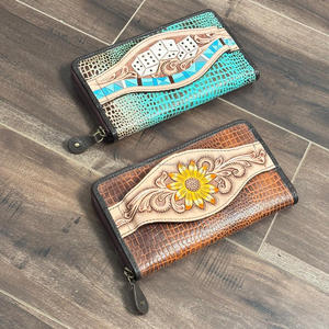 2025 Fabricante al por mayor Patrón de cocodrilo Cartera de cuero con cremallera para mujer con correa de mano de agarre Embrague de gran capacidad - Product Image 4