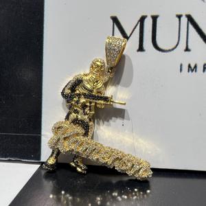 Luxury Customized <b>Name</b> Man IGI Certified Lab Created VVS Diamond 925 Sterling Silver Gold Plated Hip Hop Pendant for Men Party - Product Image 2