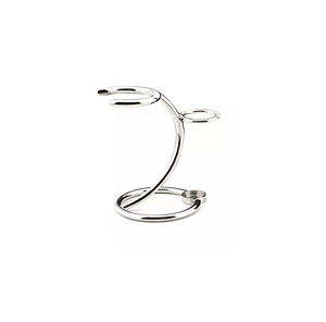 Soporte Profesional de Acero Inoxidable Cromado para Brocha y Maquinilla de Afeitar - Product Image 1