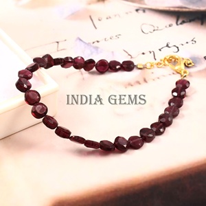 Adjustable 925 <b>Silver</b> <b>Bracelet</b> Faceted Rhodolite Garnet <b>Beads</b> Classic Style Natural Quality Gemstone Jewelry Perfect Gift for - Product Image 3