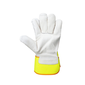 HI-VIS Reflective Canvas Industrial Construction Oil Resistant Safety protection Cowhide Leather Working <b>Glove</b> for Work - Product Image 4
