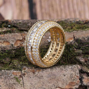 Luxury 18K Gold Plated Diamond <b>Ring</b> Round Brilliant Cut Unisex Wedding Jewelry G Color Natural Stone Sparkling Design - Product Image 2