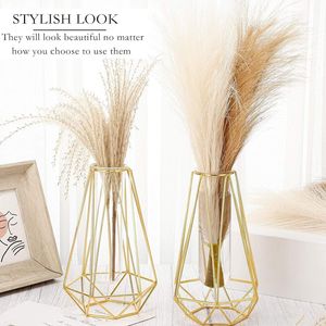 Luxury <b>Clear</b> Glass Flower <b>Vase</b> Gold Metal Stand Modern Design Eco-friendly Wedding Home Decor for Living Room Dining Table - Product Image 6