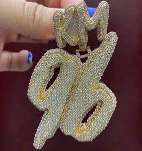 สร้อยคอจี้ตัวอักษรพรีเมียม ชุบทอง 14K ประดับคริสตัลไรน์สโตนแบบไมโครอินเซ็ต สไตล์ฮิปฮอป ของขวัญสำหรับทุกเพศ - Product Image 3