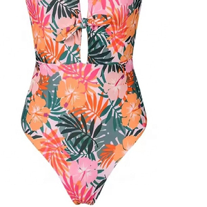 Traje de Baño Entero Sexy para Mujer, Cuello Redondo, Tejido de Punto, Suave, Ajustado, Spandex/Poliéster - Product Image 5