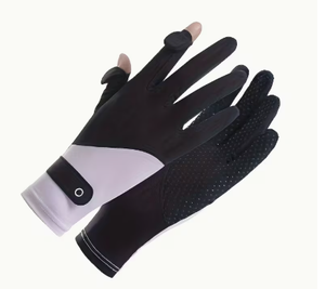 Gants d'équitation noirs et blancs pour femmes, coupe régulière, fermeture auto-agrippante, couleur unie, gants d'équitation avec grip - Product Image 1