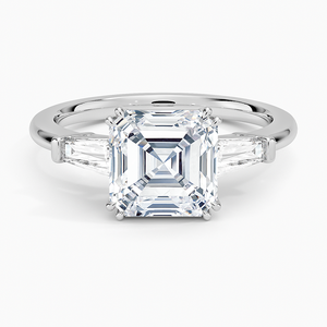 แหวน BOJ รุ่น 060 ทรง Asscher Cut เงินแท้ 925 ประดับเพชร Symphony แบบสองขา สามเม็ด น้ำหนัก 2 กะรัต สี D ความสะอาด VVS1 พร้อมใบรับรอง GRA - Product Image 1