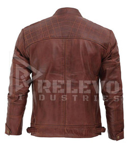 Chaqueta de Motociclista de Cuero para Hombre, Resistente a la Abrasión, Reforzada, con Costuras Reforzadas - Product Image 6