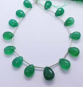 Perles d'onyx vert naturel lisses en forme de poire 8x12 mm, onyx briolette 7 pouces, perles d'onyx vert lisses en forme de poire pour la création de bijoux - Product Image 2