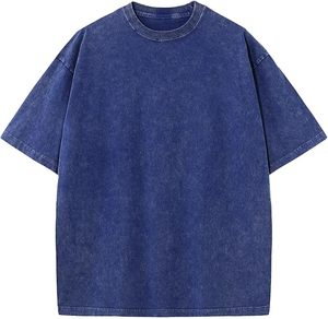 T-shirt en coton délavé tendance, col rond, style vintage streetwear, logo personnalisé pour homme - Product Image 4