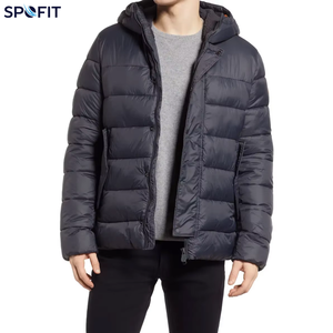 SPOFIT <b>Men's</b> <b>Hooded</b> Puffer <b>Jacket</b> Lightweight Winter Coat Zip Up Casual Outerwear Solid Color Windproof Polyester Wadding - Product Image 4