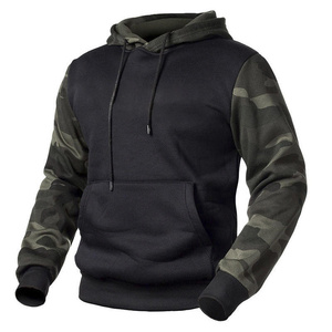 Sudadera con Capucha para Hombre, Manga de Camuflaje, Forro Polar, Estilo Casual para Otoño, Corte Regular, Material de Poliéster Tejido - Product Image 1
