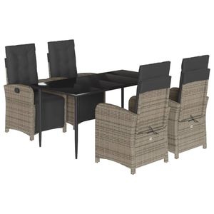 5 Piece Gray Poly Rattan Patio Dining <b>Set</b> with Cushions <b>Garden</b> <b>Sets</b> - Product Image 2