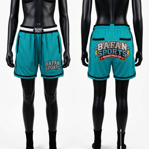 Shorts de basket-ball pour femmes de haute qualité, 180 GSM, maille respirante, panneau latéral vert menthe, personnalisables - Product Image 3