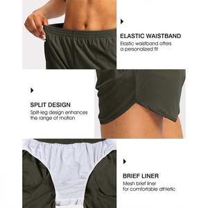 Shorts de sport pour femme, design fendu, avec poche zippée, taille mi-haute élastique, pour la course et la gym, collection été, vente chaude - Product Image 3