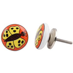 ลูกบิดเซรามิกสีเหลืองรูปผีเสื้อสำหรับตู้เสื้อผ้า ลูกบิดลิ้นชักครัว อุปกรณ์ตกแต่งตู้แบบโมเดิร์น ขายส่ง - Product Image 1