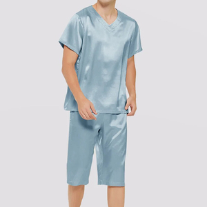 Top Wholesale Custom <b>Men's</b> Satin <b>Silk</b> <b>Pyjamas</b> Set Breathable Quick Dry 2-Piece T-shirt & Shorts Sleeping Clothes 2026 - Product Image 2
