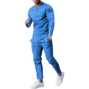 Ensemble de survêtements unisexes personnalisés à col ras du cou pour homme, collection automne-hiver, avec logo, grandes tailles, technique délavée, vente en gros - Product Image 1