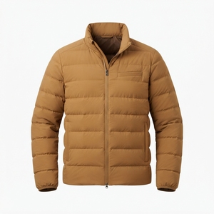 Custom OEM Men's Olive Green Grid Quilted Puffer Jacket Stand Collar Windproof Casual Winter Bubble Coat Bulk Supply - Product Image 5