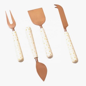 Juego de esparcidor de queso con mango de resina transparente, set de rebanador de queso de acero inoxidable plateado - Product Image 4