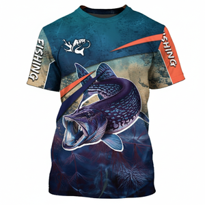 Camiseta de Pesca Personalizada Transpirable con Protección UV UPF 50+, Camiseta Deportiva de Manga Corta para Hombre, Camiseta de Pesca Estampada - Product Image 5